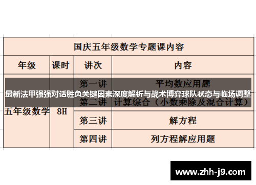 最新法甲强强对话胜负关键因素深度解析与战术博弈球队状态与临场调整
